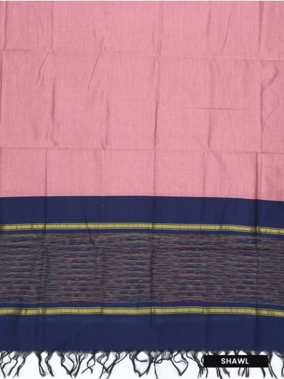 Graceful Essence Silk Cotton Navy Blue Geometric Diamond Ikat Dress Material
