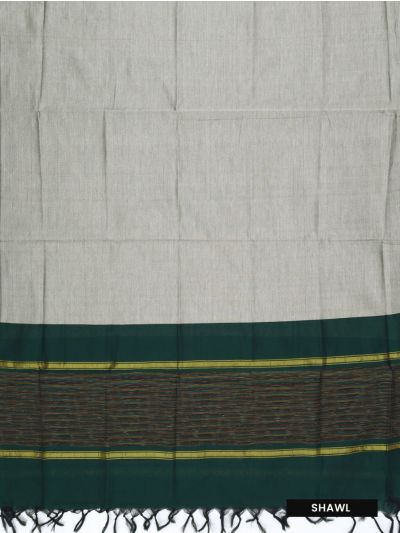 Graceful Essence Silk Cotton Deep Bottle Green Geometric Diamond Ikat Dress Material