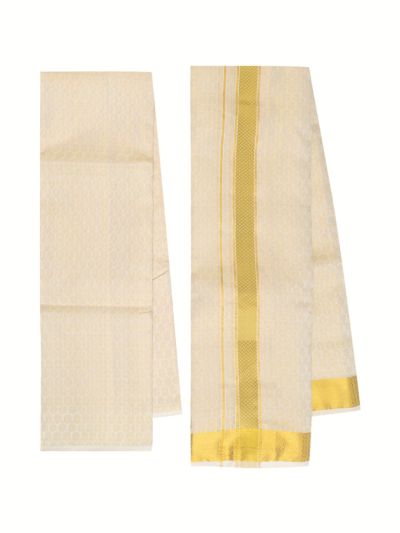 Men's Traditional Pure Silk Dhoti, Shirt and Angavastram Set