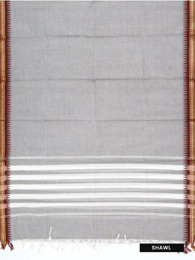 Graceful Essence Kanchi Cotton Plain Temple Motif Border Dress Material