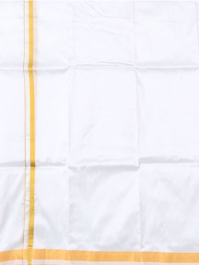 Men’s Traditional White  Pure Mix Silk Dhoti