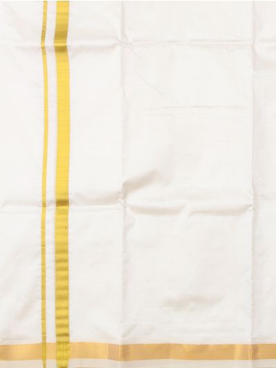 Men’s Off White Traditional Pure Silk Dhoti