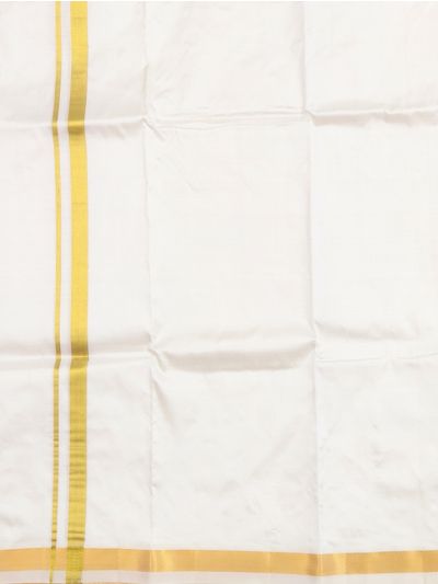 Men’s Traditional White Pure Silk Dhoti Off White color