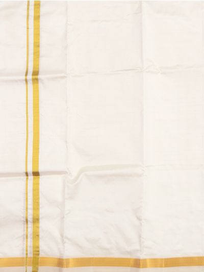 Men’s Traditional White Pure Silk Dhoti Off White