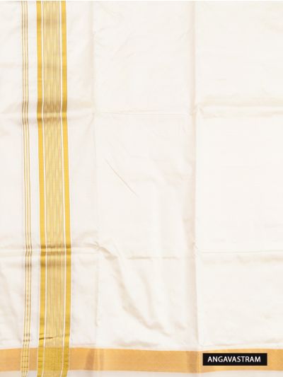 Men’s Traditional Off White color Pure Silk Dhoti and Angavastram