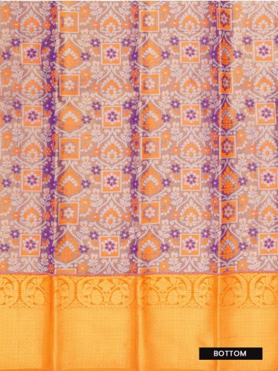 Kanmanie Emerald Glow Pure Silk Floral Jaal Brocade Pattu Pavadai Material