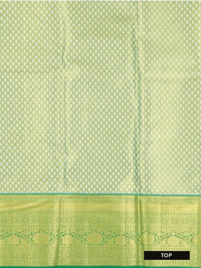 Kanmanie Emerald Glow Pure Silk Floral Jaal with Floral Brocade Pavadai Material