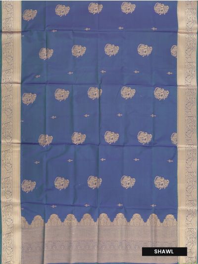Gracecharm Emerald Glow Slate Grey Art Silk Girls Pavadai Dhavani Material Set