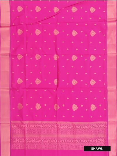 Gracecharm Emerald Glow dark maroon Art Silk Girls Pavadai Dhavani Material Set