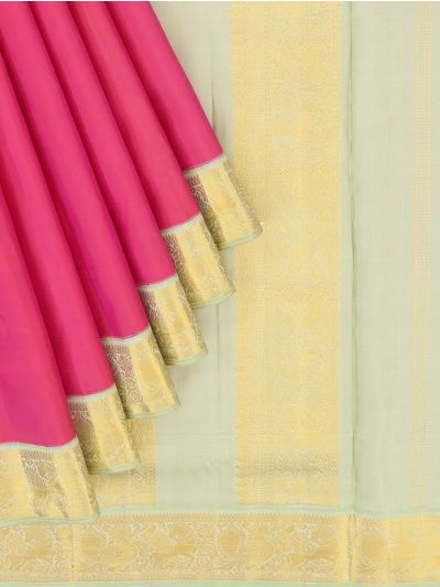 Traditional Arani Pure Silk Nine Yards Plain with Gold Zari weave Border Saree