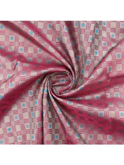 Vivaha Kanchipuram Pure Silk grid checks interwoven zari floral buttas With intricate fine peacock motifs saree