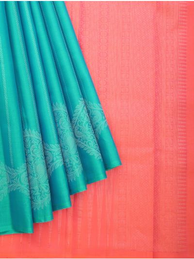 Gracecharm Pure Soft Silk Floral Jaal with Geometric Brocade Pallu Saree