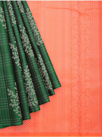 Gracecharm Pure Soft Silk Floral Butta with Diamond Brocade Pallu Saree
