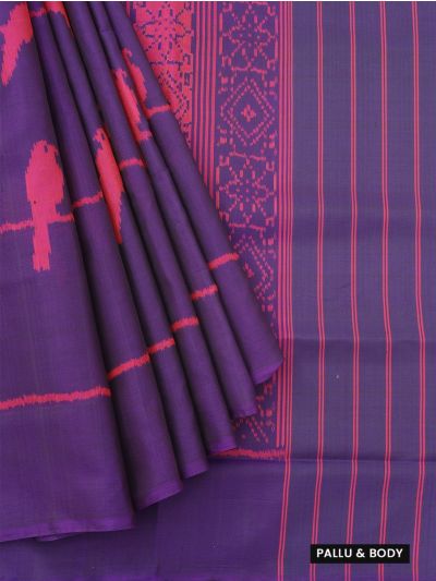 Pochampally Silk Bird Motif with Geometric Ikat Pallu Saree