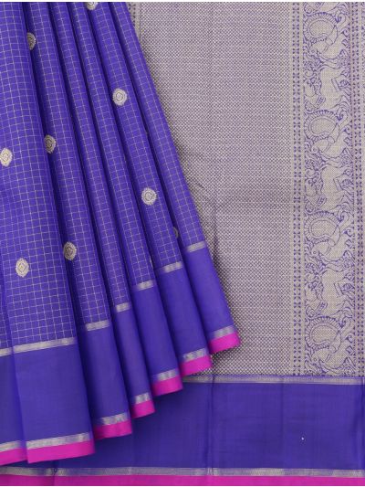 Vivaha Arani Pure Silk Zari Check Butta with Elephant Annapakshi Pallu Saree
