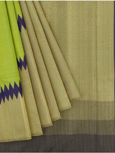 Vivaha Goddess Kanchipuram Pure Silk Round Zari Butta with Striped Pallu Saree