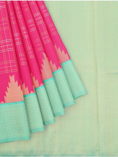 Vivaha Goddess Kanchipuram Pure Silk Zari Check with Temple Zari Border Saree