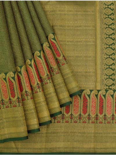 Vivaha Goddess Kanchipuram Pure Silk Micro Butta with Paisley Brocade Border Saree