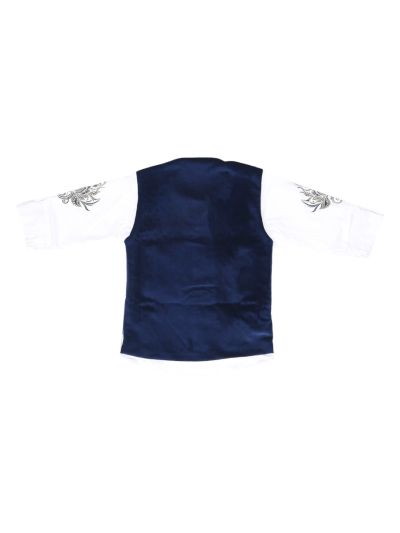 Gracecharm Boys Floral Leaf Motif Nehru Waistcoat 3 Piece Set