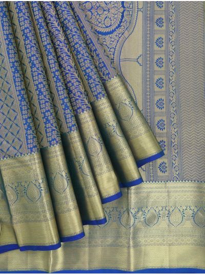 Gracecharm Pure Silk Floral Jaal with Teardrop Pallu and Zari Border Saree
