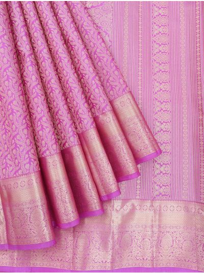 Gracecharm Pure Silk Floral Creeper Jaal with Teardrop Pallu and Zari Border Saree