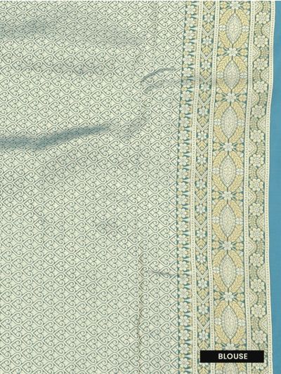 Gracecharm Mashru Kanjivaram Silk Floral Vine Square Trellis Saree