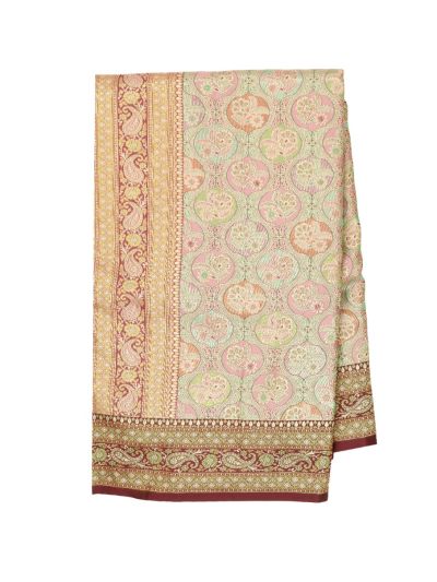 Gracecharm Mashru Kanjivaram Silk Floral Bouquet Medallion Jaal Saree