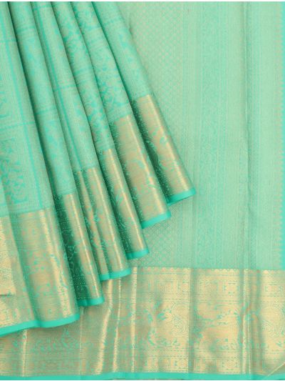 Vivaha Kanchipuram Pure Silk Floral Checks with Geometric Pallu Saree