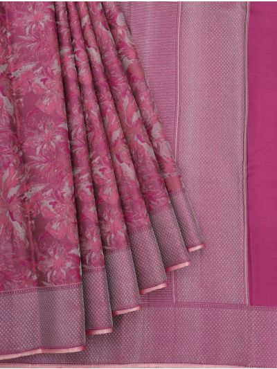 Vivaha Kanchipuram Pure Silk Floral Jaal with Striped Pallu Saree