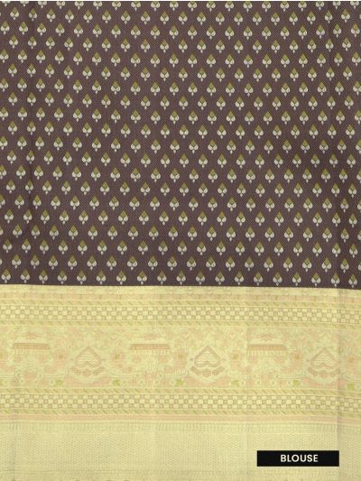 Vivaha Kanchipuram Pure Silk Floral Bird Jaal with Geometric Pallu Saree