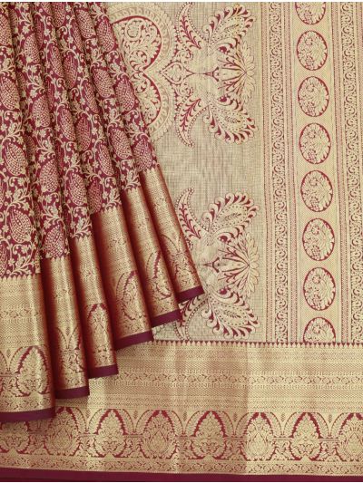 Gracecharm Pure Silk Floral Jaal with Ornamental Pallu Saree