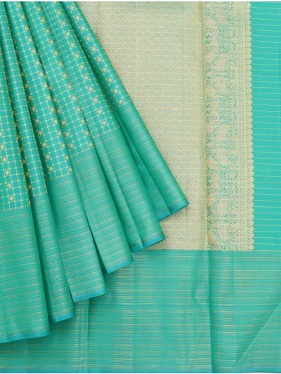 Vivaha Kanchipuram Pure Silk Floral Butta Checks with Diamond Brocade Pallu Saree