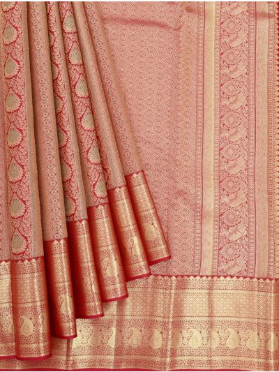 Gracecharm Pure Silk Floral Jaal with Diamond Brocade Pallu Saree