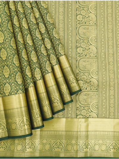 Gracecharm Pure Silk Floral Jaal with Diamond Brocade Pallu Saree