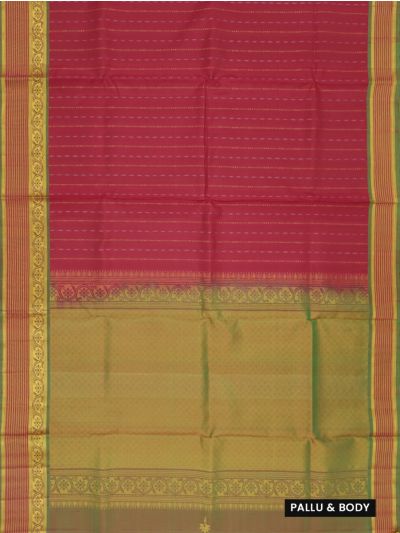 Kanmanie Soft Silk Geometric Stripes Butta with 6 Inch Tissue Border Saree