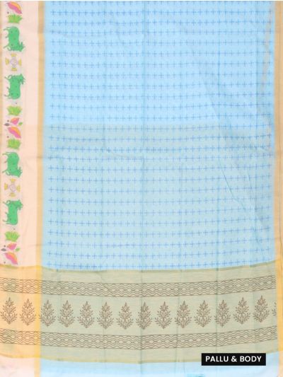 Gracecharm Elegant Chanderi Cotton Floral Butta Leaf Pallu Saree