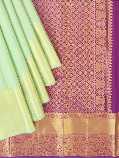 Vivaha Kanchipuram Pure Silk Zari Line Butta with Diamond Floral Pallu Saree