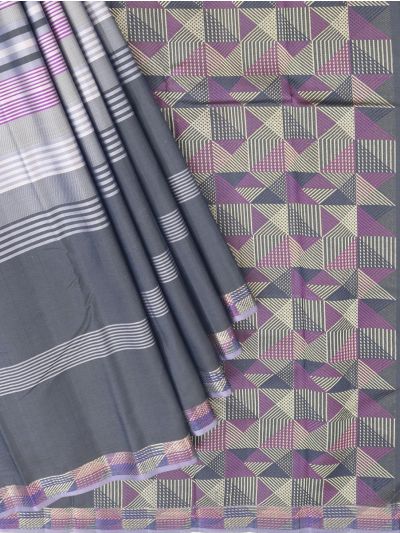 Vivaha Arani Pure Silk Multi Stripe with Geometric Cube Pallu Saree