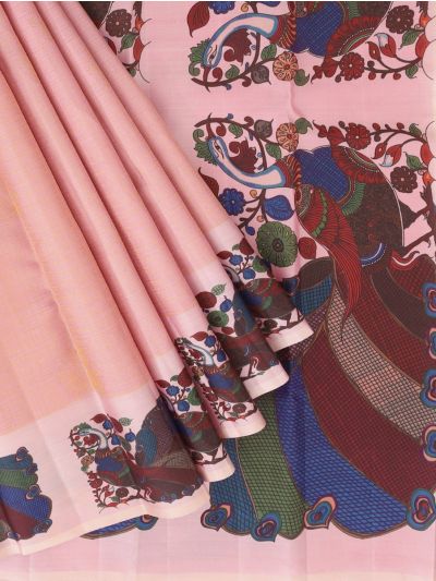 Vivaha Kanchipuram Pure Silk Check Butta with Peacock Floral Pallu Saree