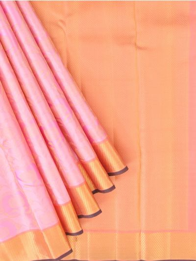 Vivaha Arani Pure Silk Floral Vine Jaal with Contrast Diagonal Zari Pallu Saree
