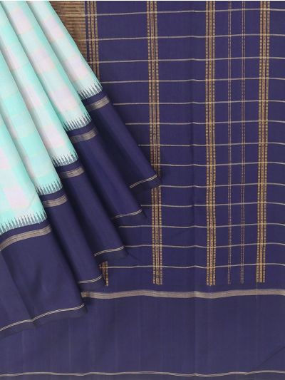 Vivaha Arani Pure Silk Pastel Check with Contrast Navy Blue Line Check Pallu Saree