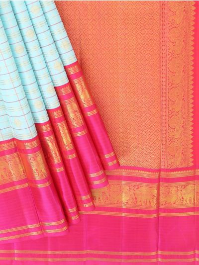 Vivaha Arani Pure Silk Fine Check Butta with Contrast Border Saree