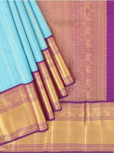Vivaha Arani Pure Silk Geometric Zari Stripe with Diamond Brocade Pallu Saree