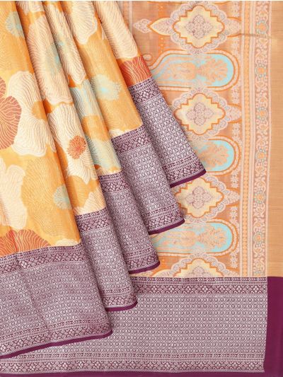 Vivaha Kanchipuram Pure Silk Multicolour Floral with Ornamental Paisley Pallu Saree