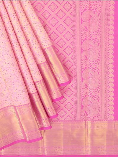 Vivaha Kanchipuram Pure Silk Floral Jaal with Diamond Lattice Floral Pallu Saree