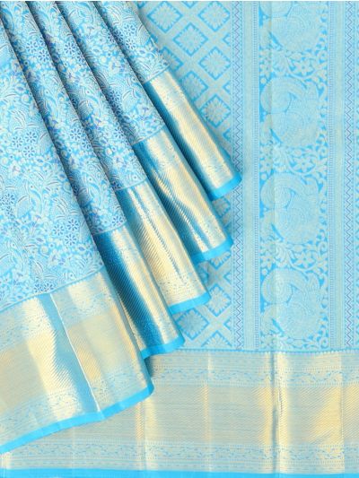 Vivaha Kanchipuram Pure Silk Floral Vine Jaal with Diamond Lattice Floral Pallu Saree
