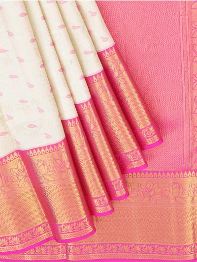 Kanmanie Wedding Silk Floral Leaf Jaal with 5 Inch Jacquard Border Saree