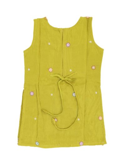 Graceful Essence Girls Deer Bird Floral Embroidered Kurta Sharara Dupatta Set