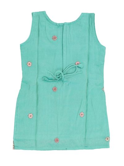 Graceful Essence Girls Peacock Floral Embroidered Kurta Gharara Dupatta Set
