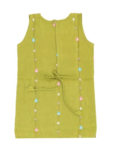 Graceful Essence Girls Multicolour Floral Embroidered Kurta Gharara Dupatta Set